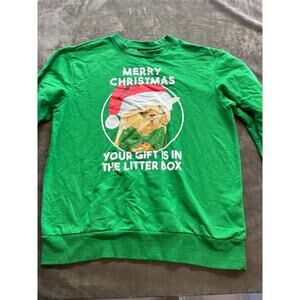 Funny Christmas Cat Graphic shirt Your‎ Gift Is In The Litter Box Adult Medium